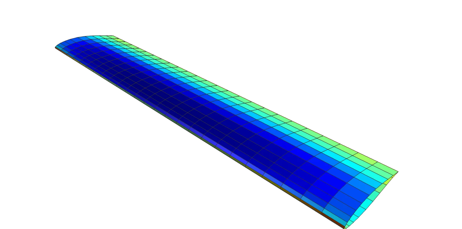 The wing colored by its pressure distribution